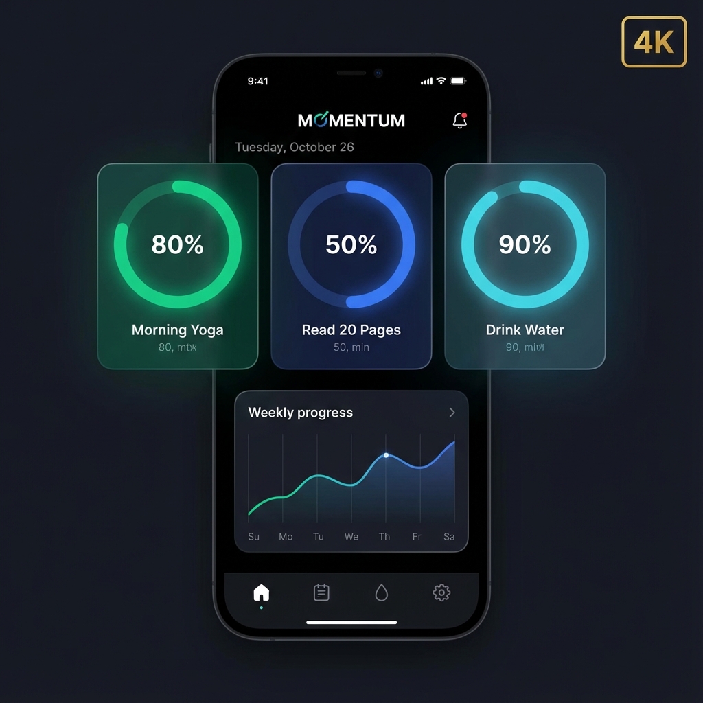 BhuuX Habbit Tracker Dashboard - Zen interface with habit streaks and daily tracking